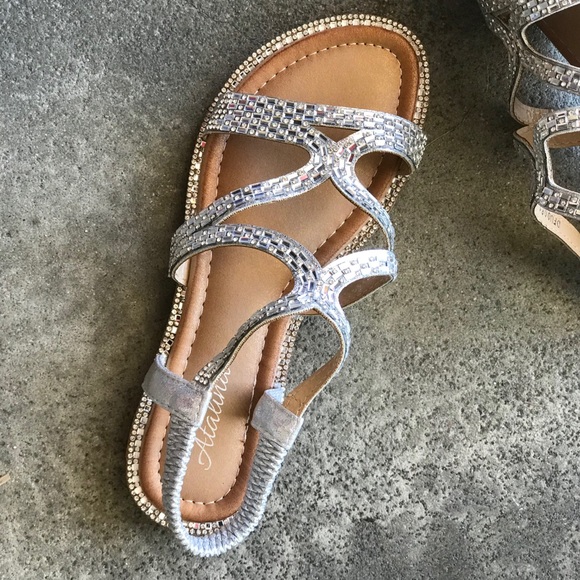 Italina Silver Rhinestone Embellished Flat Sandal - Picture 6 of 8